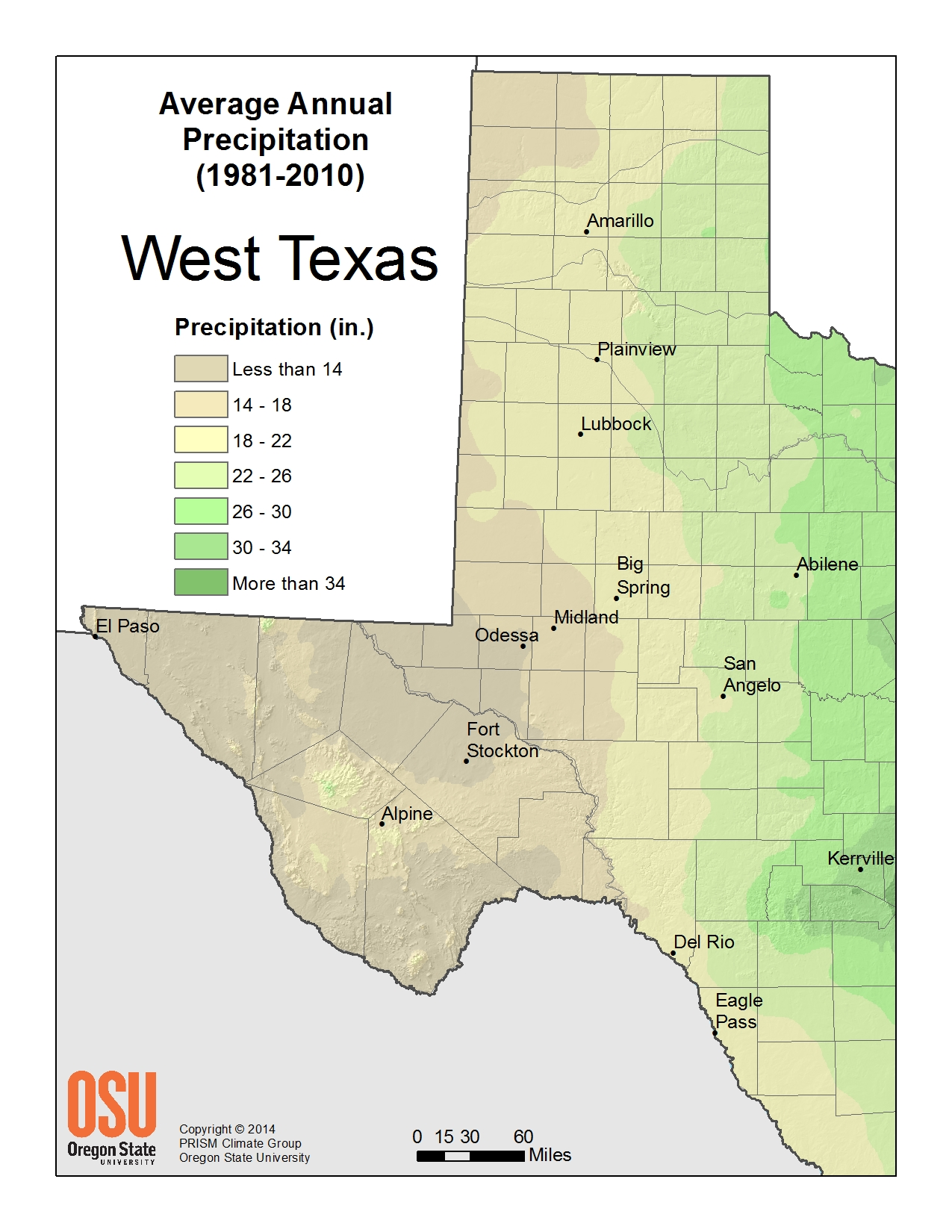 Annual Precipitation West Texas Image